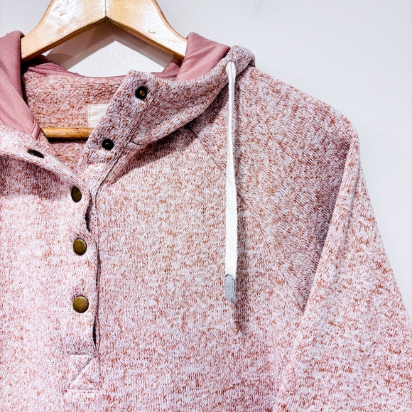 THREAD & SUPPLY Pink Hooded Sweater | Cozy Button Neck Pullover * - Picture 3 of 8